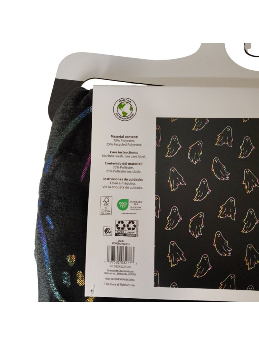 Rainbow Ghost Throw Blanket Polyester 50x60 inch Halloween Black Neon Design - Picture 5 of 9